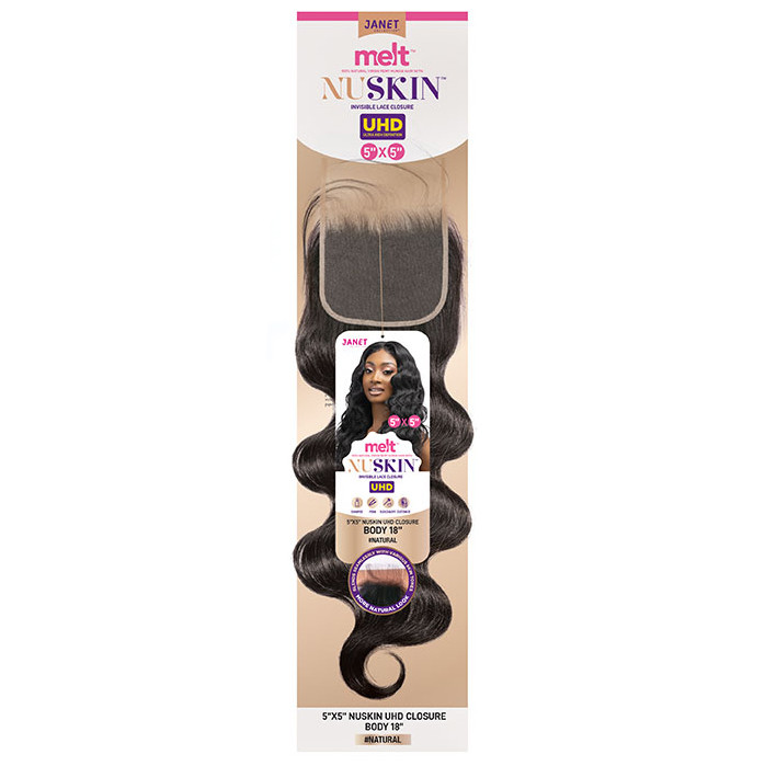 Janet Collection 100% Remi Human Hair Melt 5x5 NUSKIN HD Lace