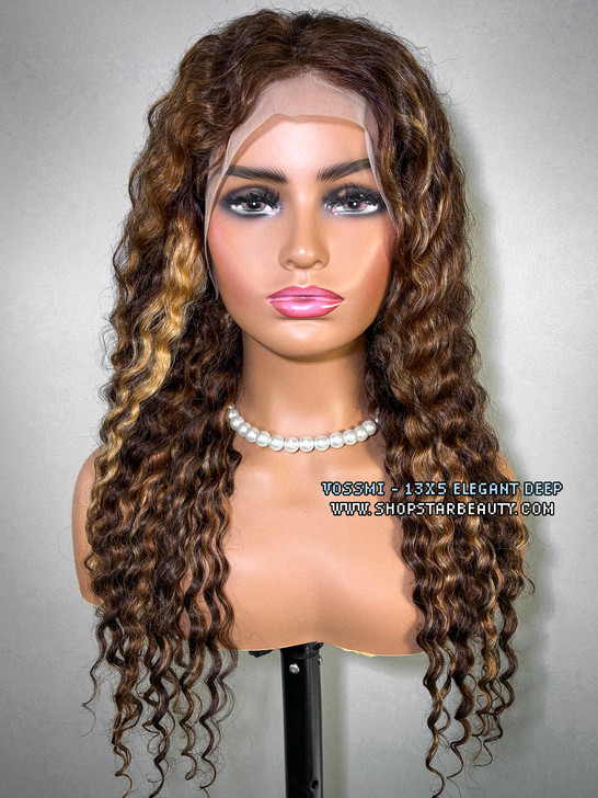 VOSSMI 100% Unprocessed Human Hair Wet & Wavy 13X5 Lace Wig - Deep Wave (16"-28") #P42730