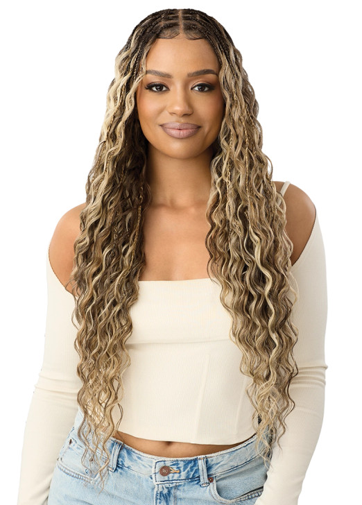 OUTRE 100% Hand-Tied Whole Lace Wig - Boho Mermaid Box Braid 32"