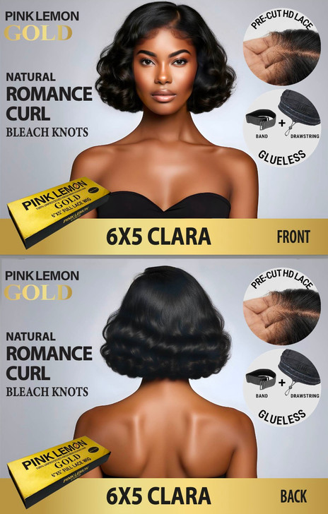 15A PINK LEMON GOLD 100% Human Hair 6X5 Lace Front Wig - CIARA (Natural)