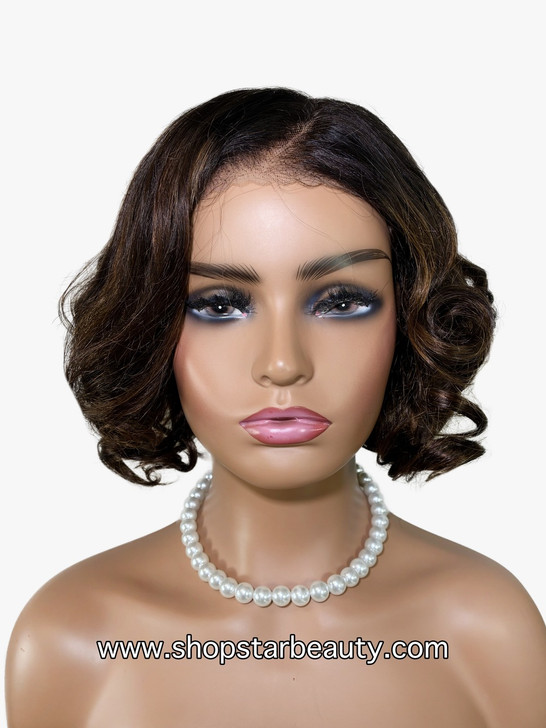 15A PINK LEMON GOLD 100% Human Hair 6X5 Lace Front Wig - CIARA (T1B/P2/30)