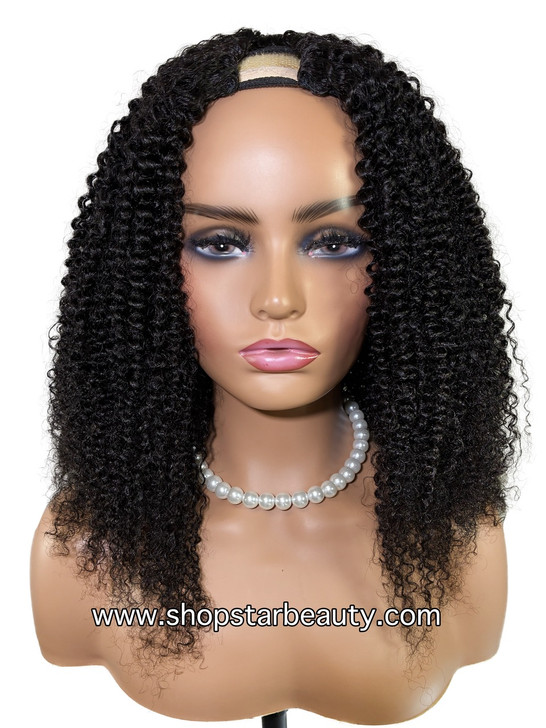 15A PINK LEMON GOLD 100% Human Hair V-Part Wig  V-KINKY