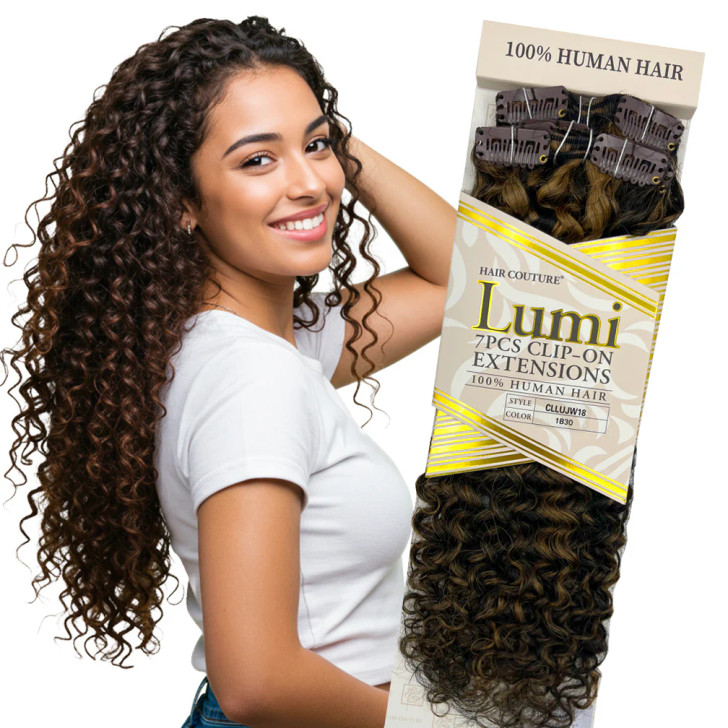 Hair Couture 100% Human Hair Extensions LUMI 7PCS Clip In - Jerry Wave (14"-18)