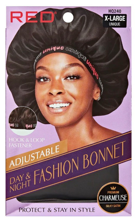 RED Adjustable Day & Night Fashion Hair Bonnet