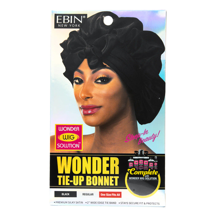 EBIN Wonder Wig Tie-Up Bonnet (Black)