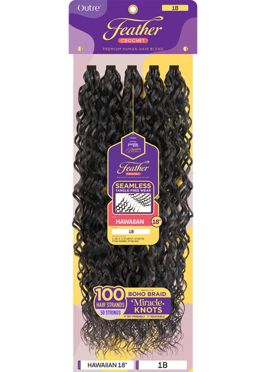 k18　レインボーブラックパール パープル OUTRE Purple Pack Brazilian Feather Crochet - Hawaiian 18