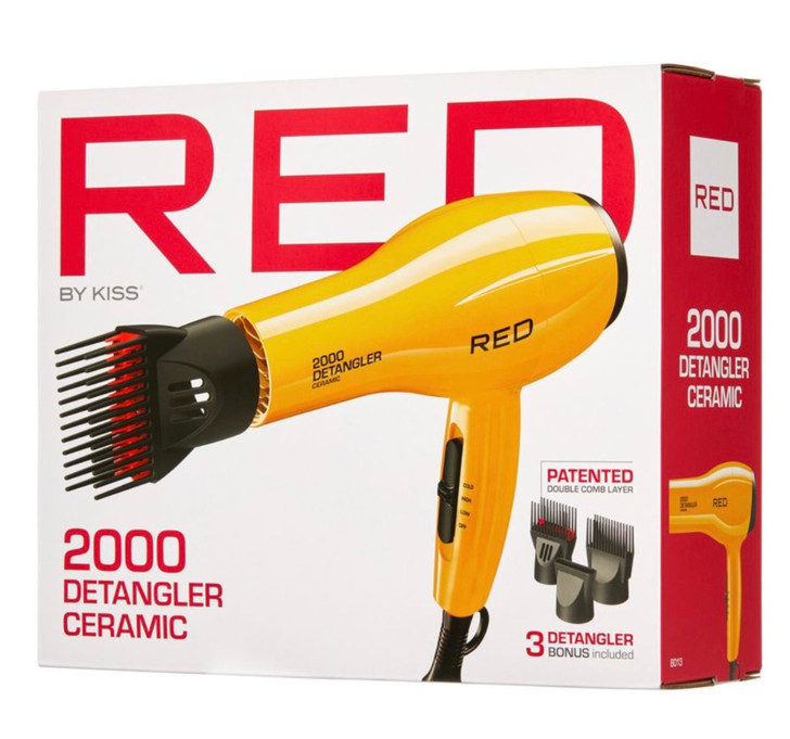 フローヘア ロリジナル レッド 142ユーロ KISS Ceramic 2000 Detangler Hair Dryer (Yellow)