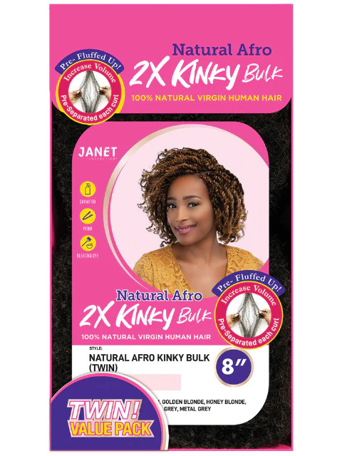 Janet Collection 100% Human Hair 2X NATURAL AFRO KINKY Bulk Twin