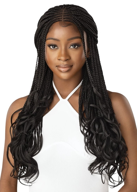 OUTRE Synthetic 4x4 Lace Front Wig - Middle Part French Curl Box Braids 26"