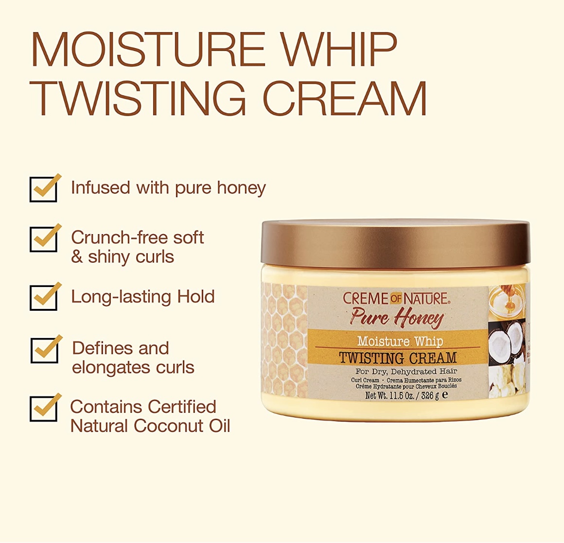 Creme of Nature Pure Honey Moisture Whip Twisting Cream
