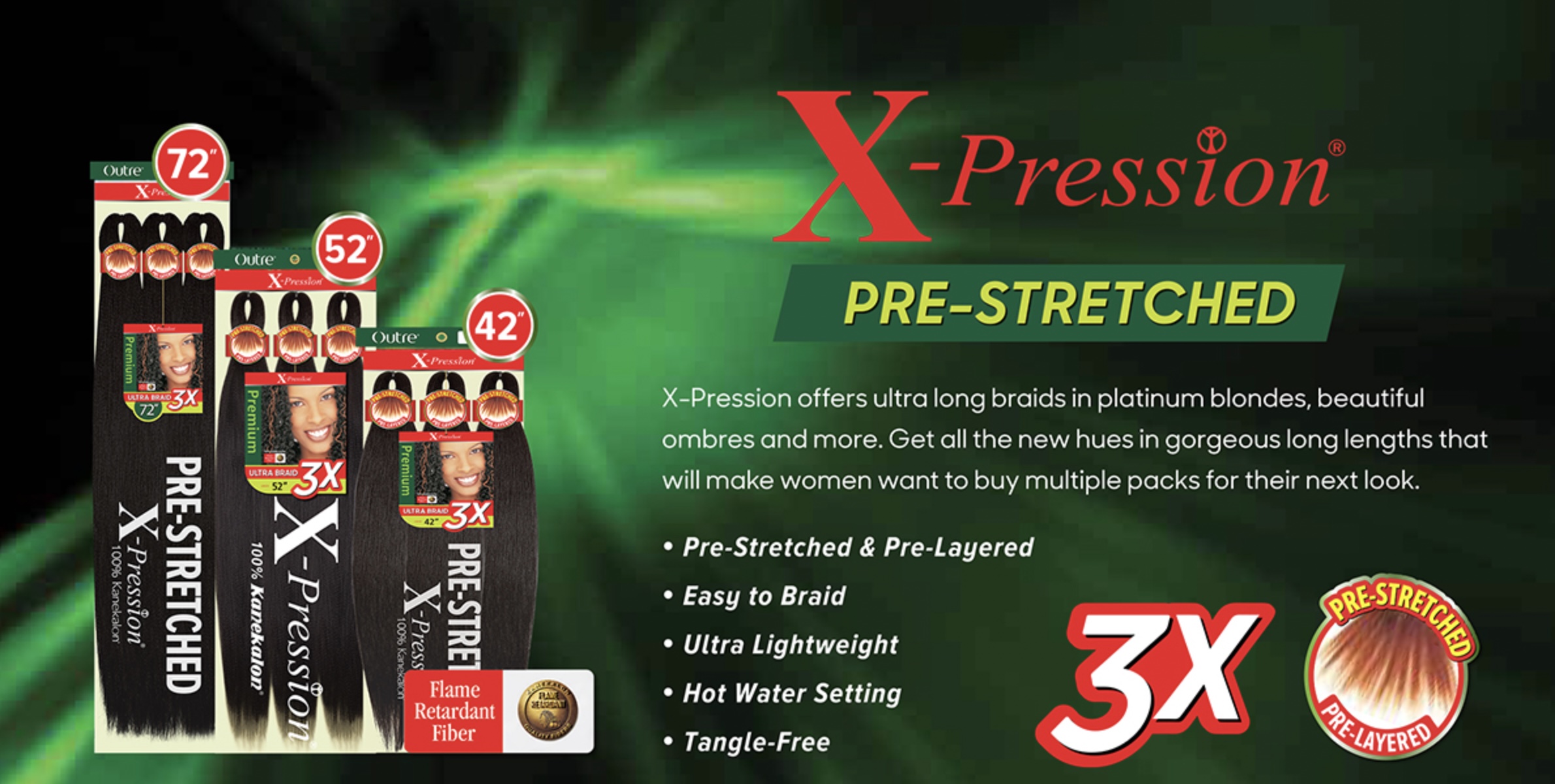 BOX DEAL] Outre Braids 3X X-Pression Kanekalon Pre Stretched Braid