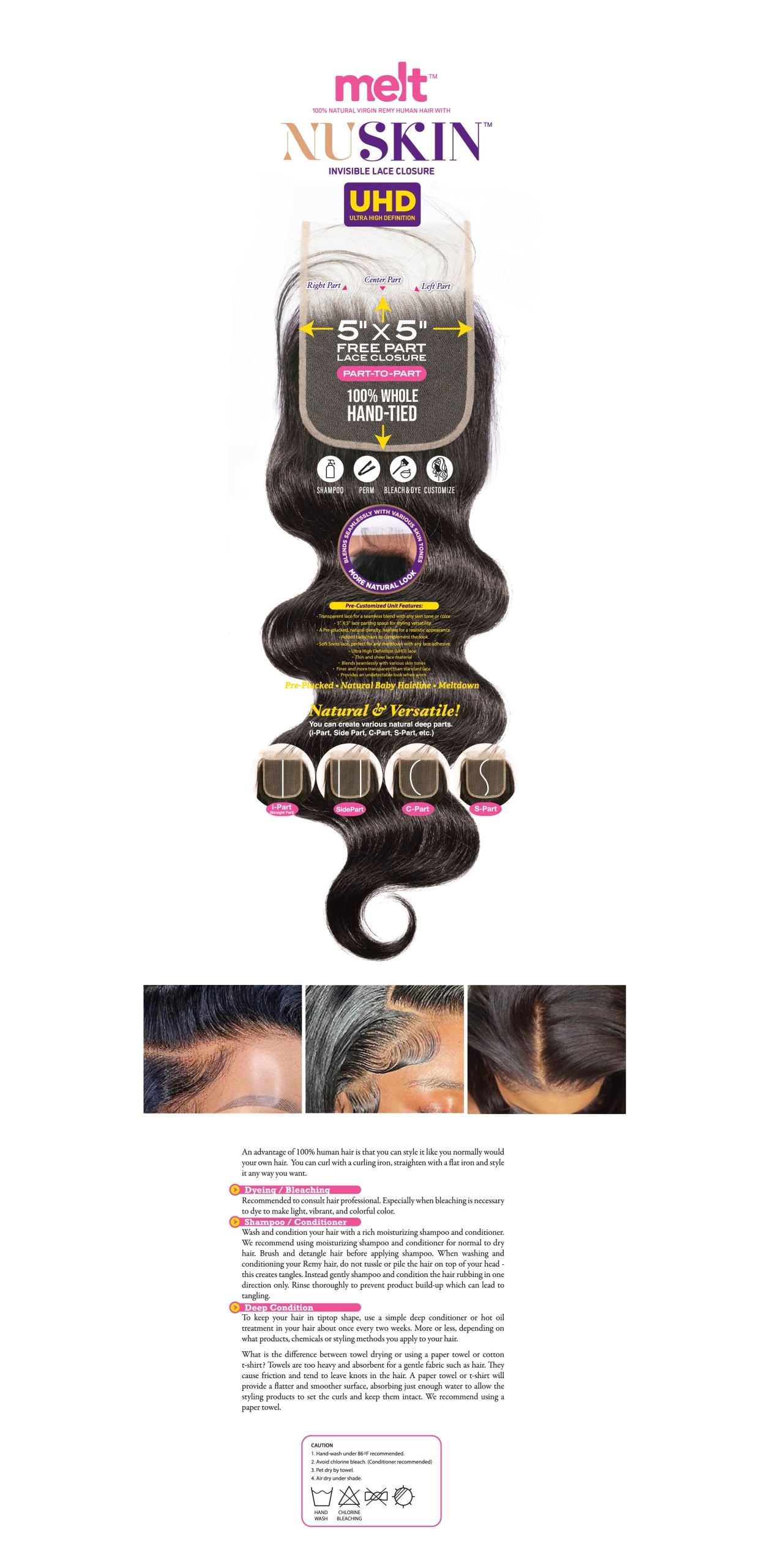 Janet Collection 100% Remi Human Hair Melt 5x5 NUSKIN HD Lace