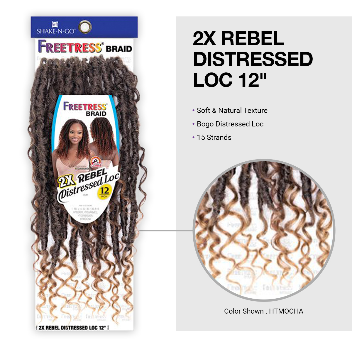 SHAKE N GO FreeTress Synthetic Hair Crochet Braids - 3X REBEL BOHO BRAID 26