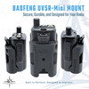 Baofeng UV-5R Mini mount product graphic showing secure durable design