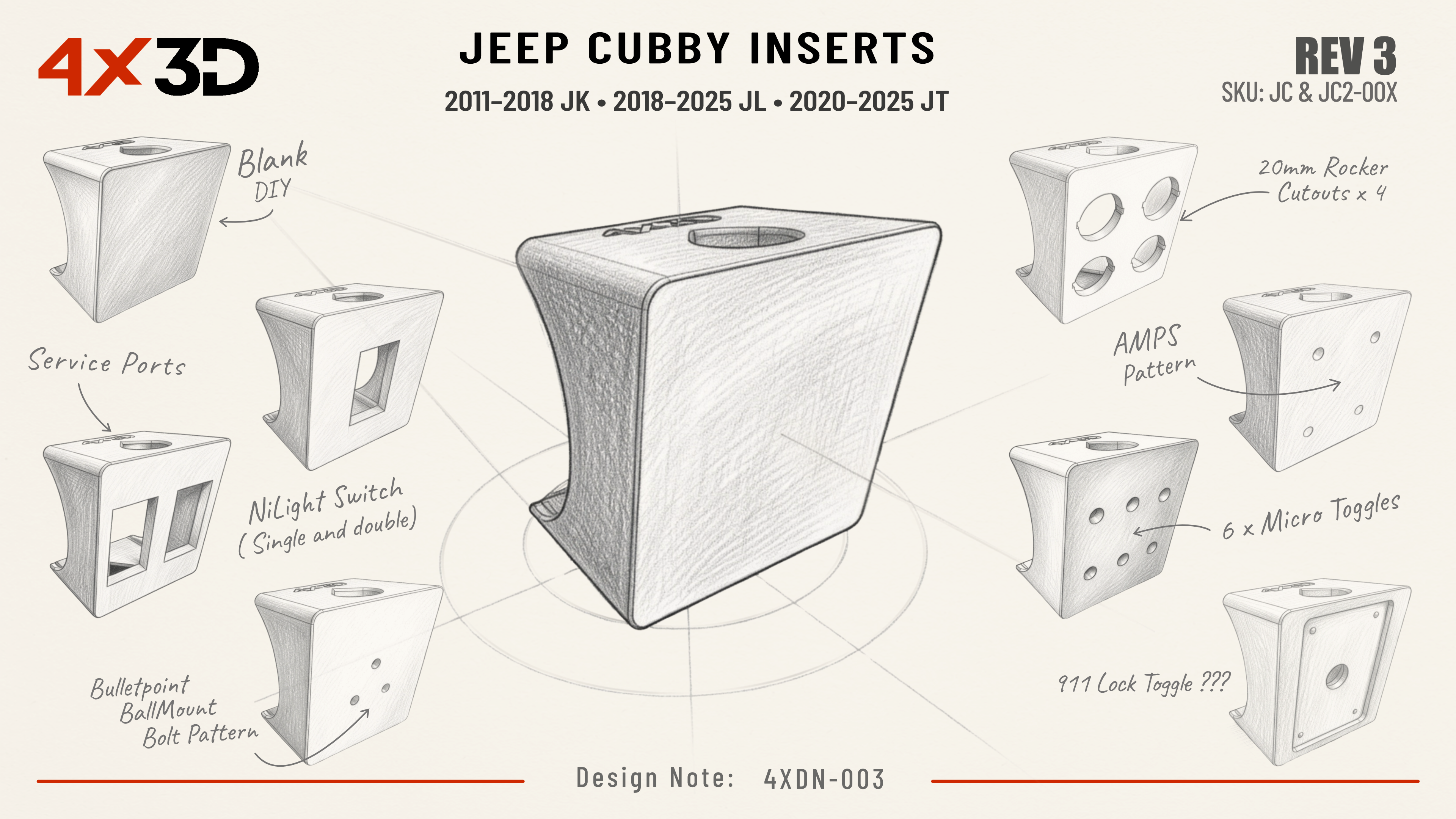 Design notes from the shop for the JK cubby insert