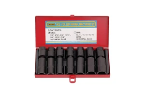 1/2" Drive SAE Deep Universal Joint Impact Socket Set