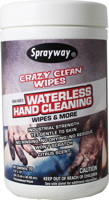 Crazy Clean Hand Cleaning Wipes work with or without water. 70 wipes per bucket.