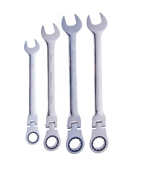 4 Pc Jumbo Flex Head Ratcheting Wrench Set-Metric