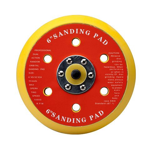 6 In. 6 Hole Hook and Loop Backing Pad