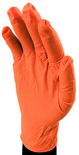 Orange Diamond Textured Nitrile Gloves-X Large