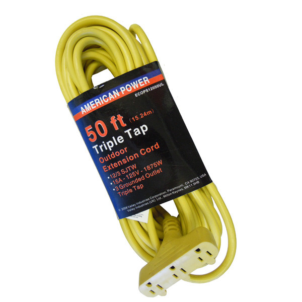 50' x 12/3 Tri Tap Extension Cord