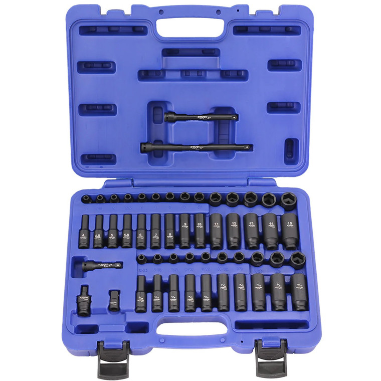 1/4" Drive SAE Metric Impact Socket Set-53 Pcs
