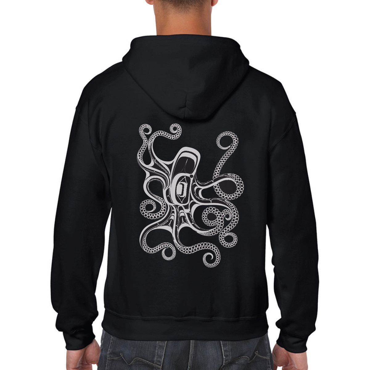 Zippered Hoodie - Octopus (Nuu) - L, Ernest Swanson, Haida