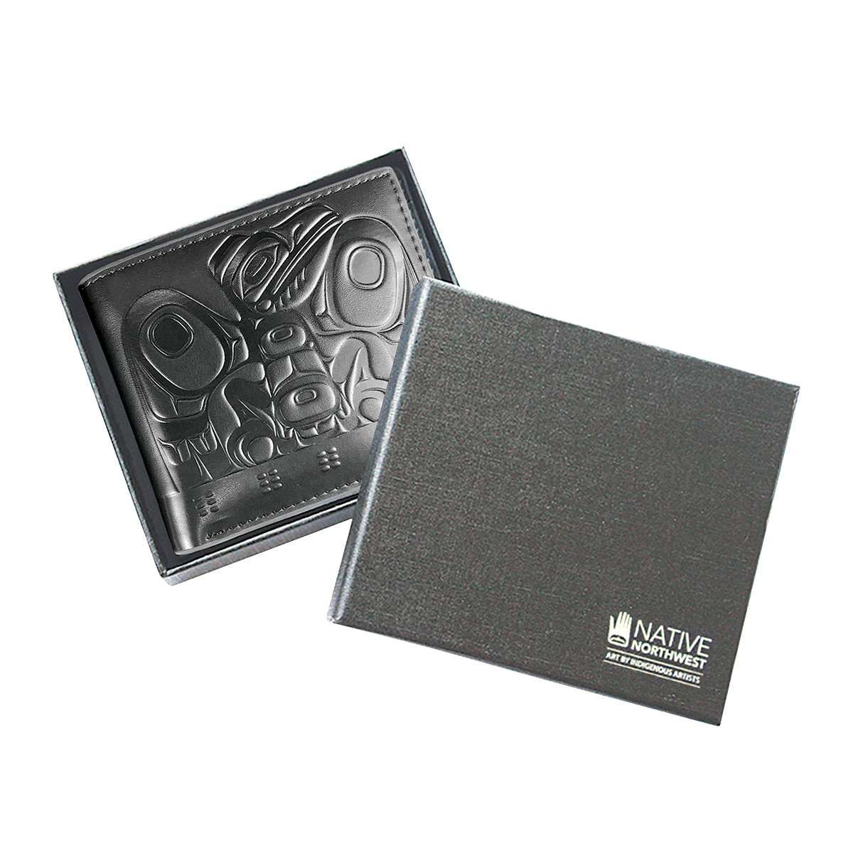 Leather Embossed Wallet - Raven Box, Allan Weir, Haida | Native