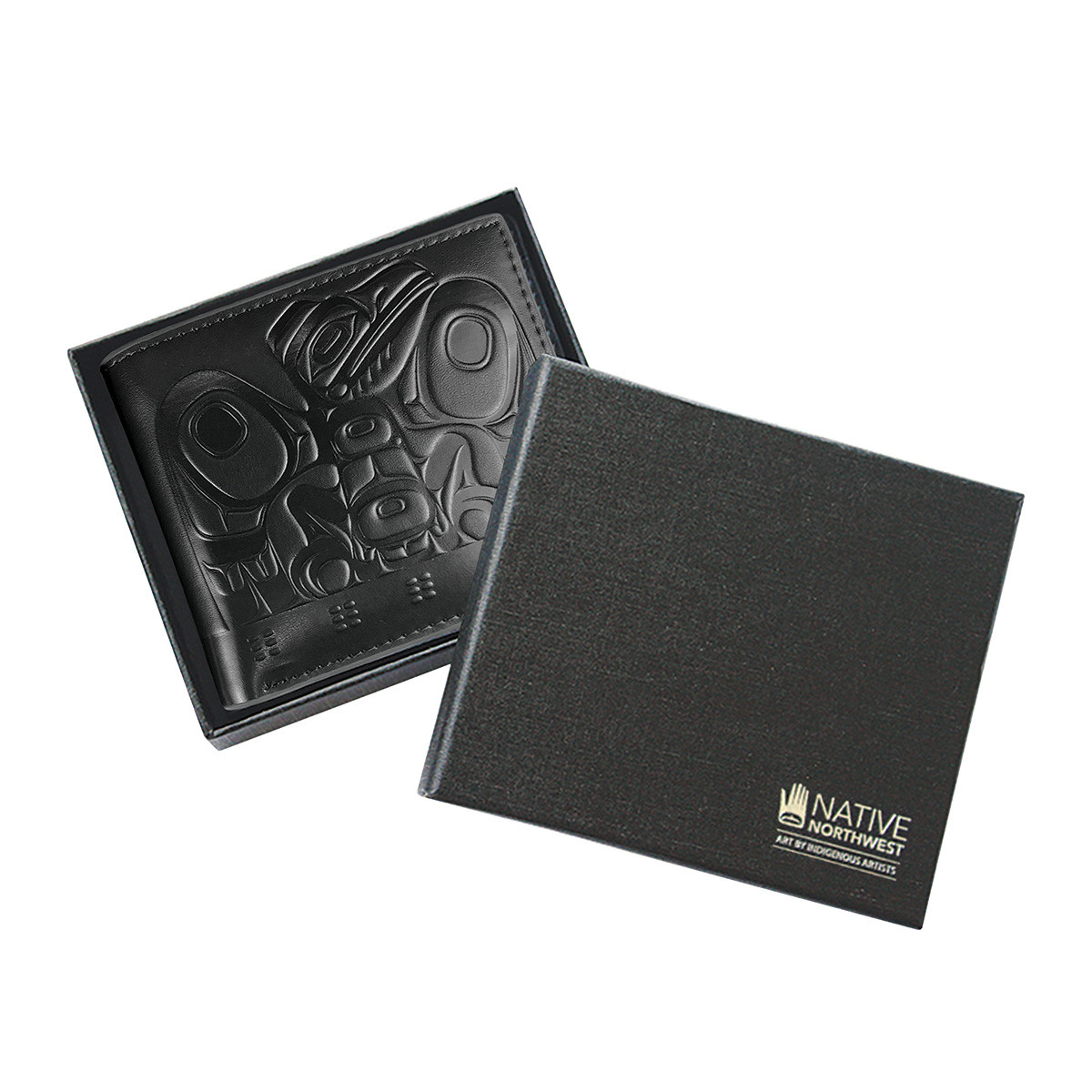 Leather Embossed Wallet - Raven Box, Allan Weir, Haida | Native