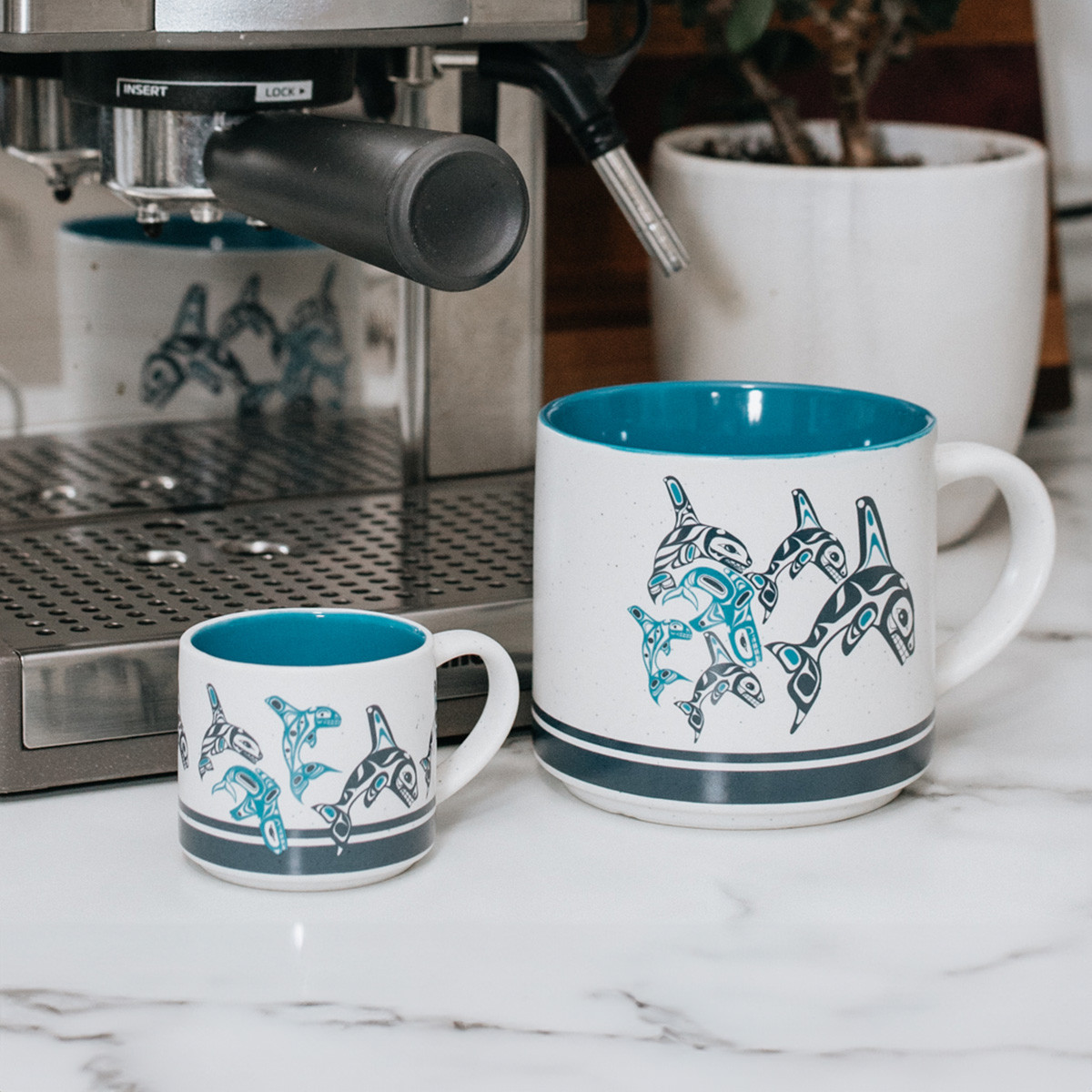 Ceramic Espresso Mugs - Set of 2 (Orca Family), Paul Windsor