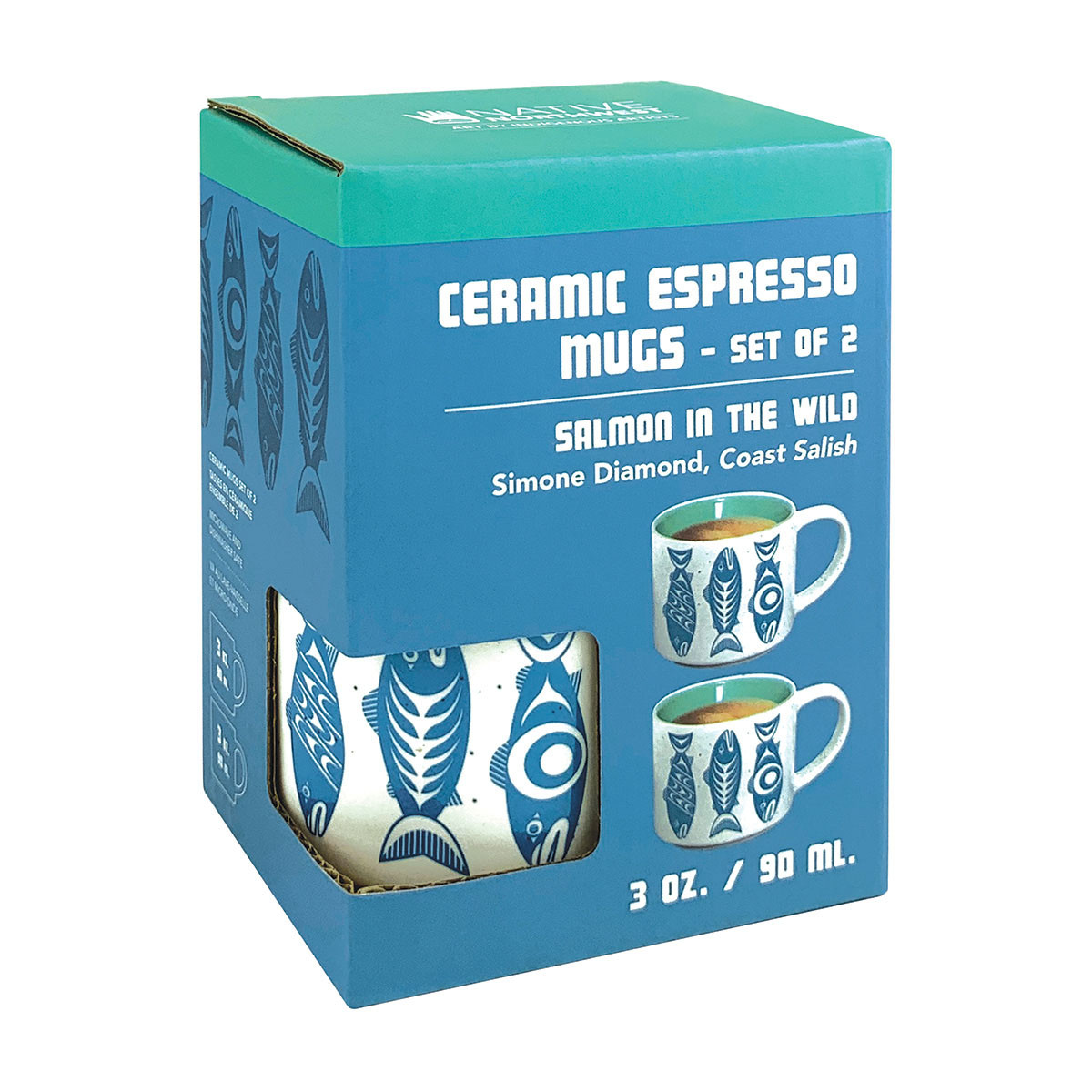 Ceramic Espresso Mugs - Set of 2 (Salmon in the Wild), Simone