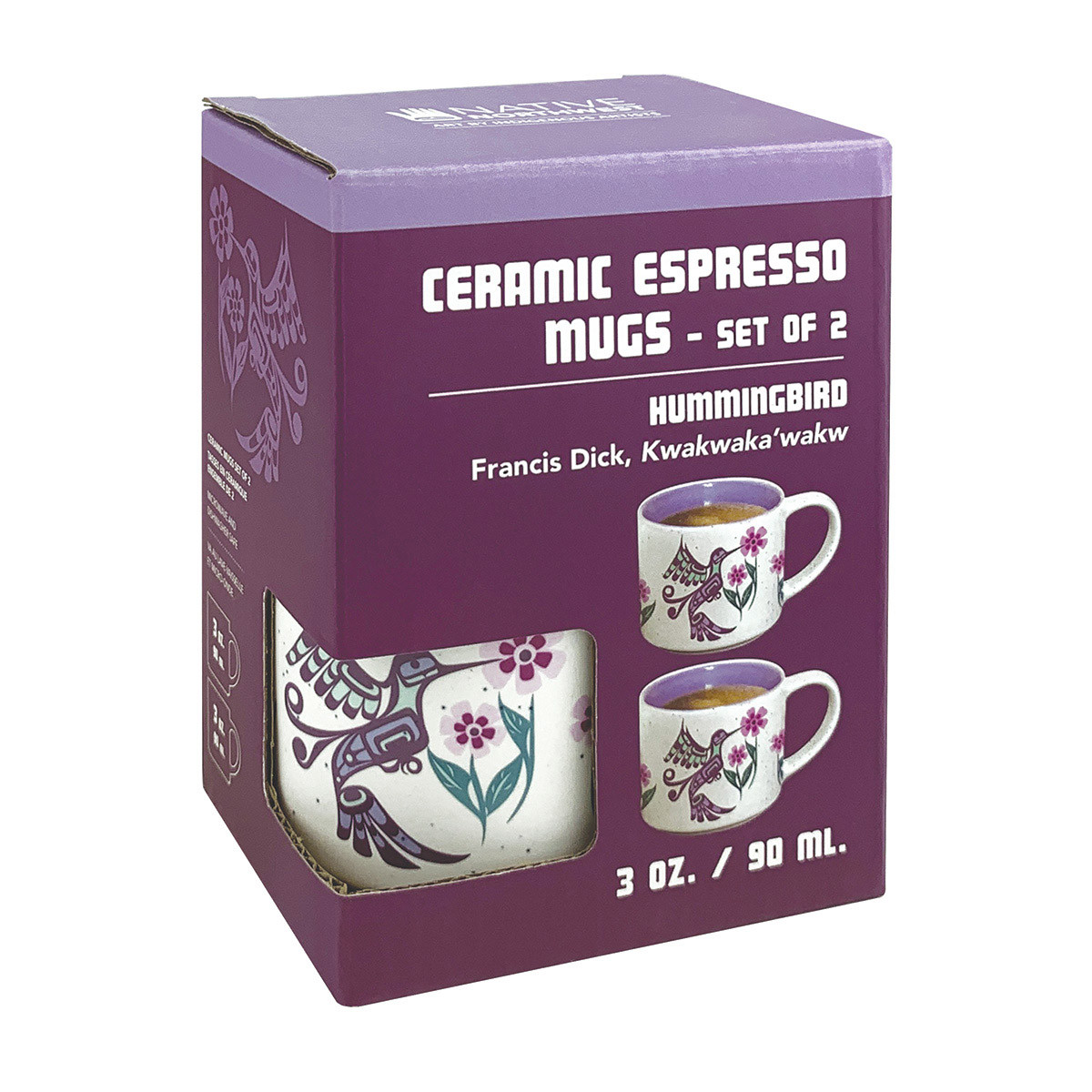 Ceramic Espresso Mugs - Set of 2 (Hummingbird), Francis Dick