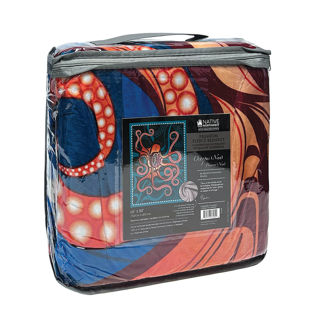 Premium Fleece Blanket - Octopus (Nuu), Ernest Swanson, Haida