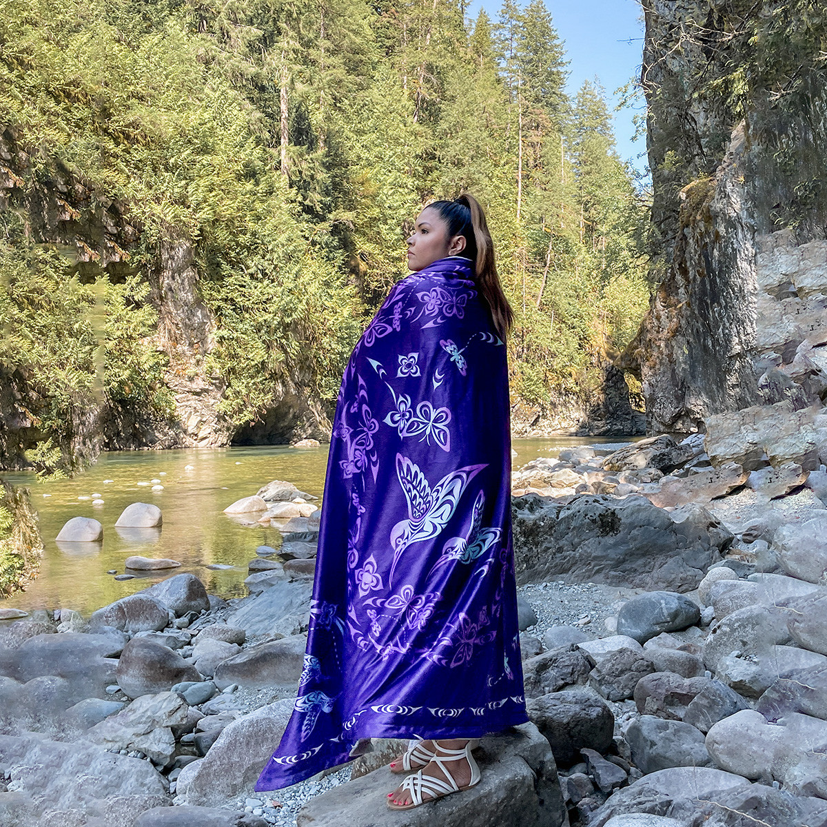 Premium Fleece Blanket - Hummingbird, Simone Diamond, Coast Salish