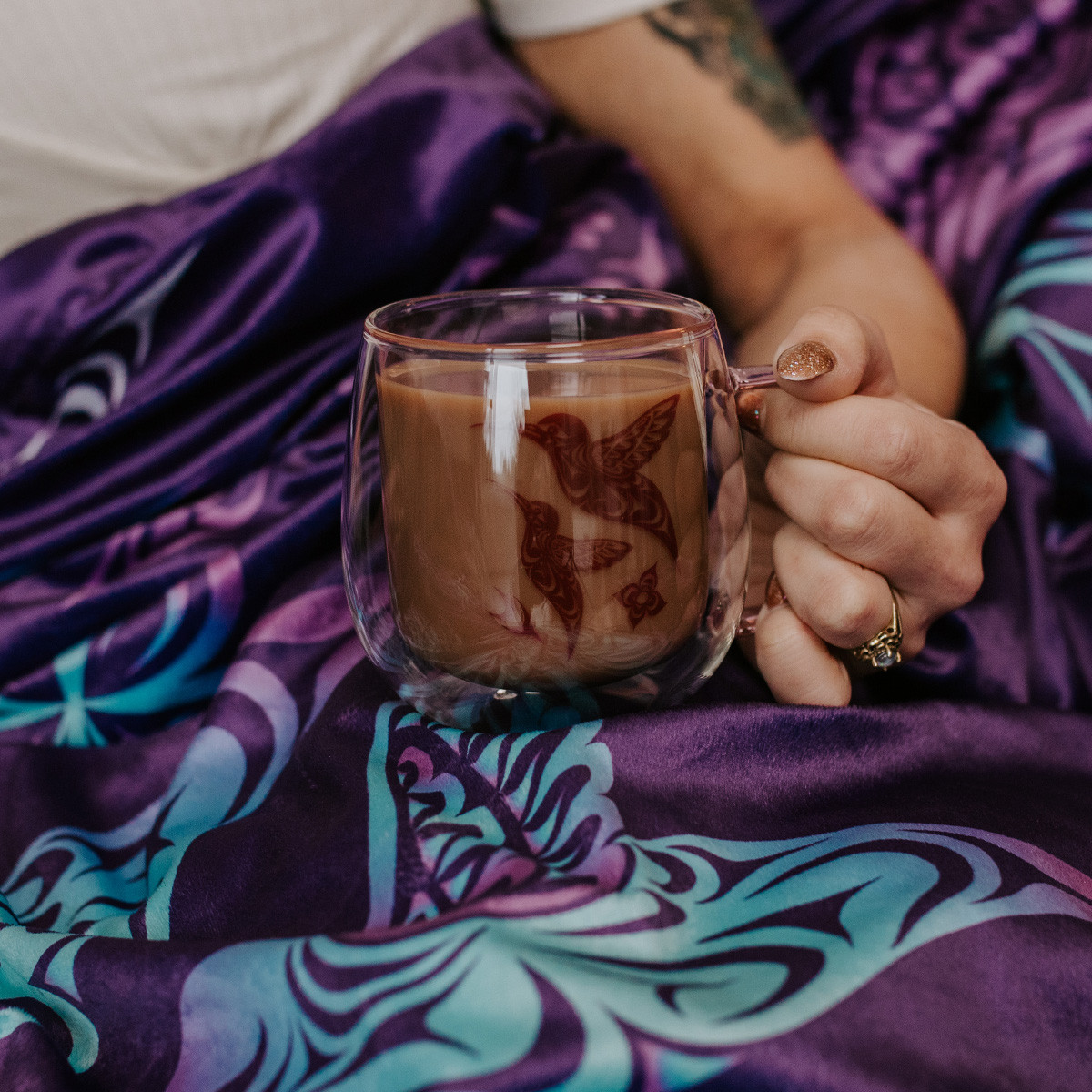 Double Walled Coloured Glass Mug - Hummingbird, Simone Diamond