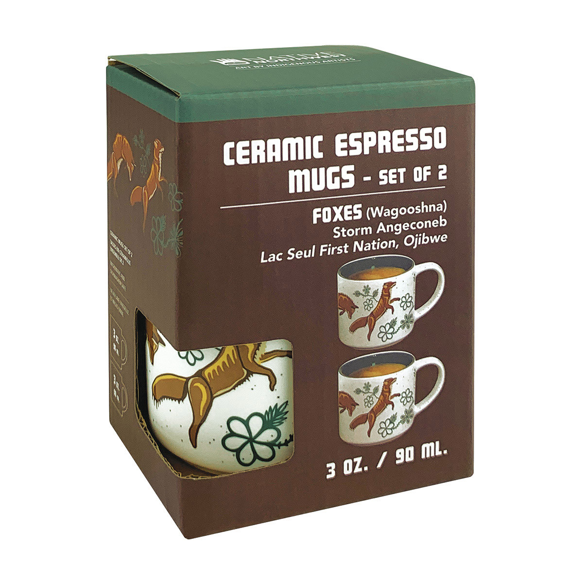 Ceramic Espresso Mugs (Set of 2) - Foxes, Storm Angeconeb, Lac