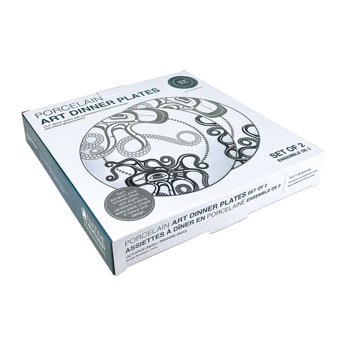 Porcelain Art Dinner Plates (Set of 2) - Octopus (Nuu), Ernest