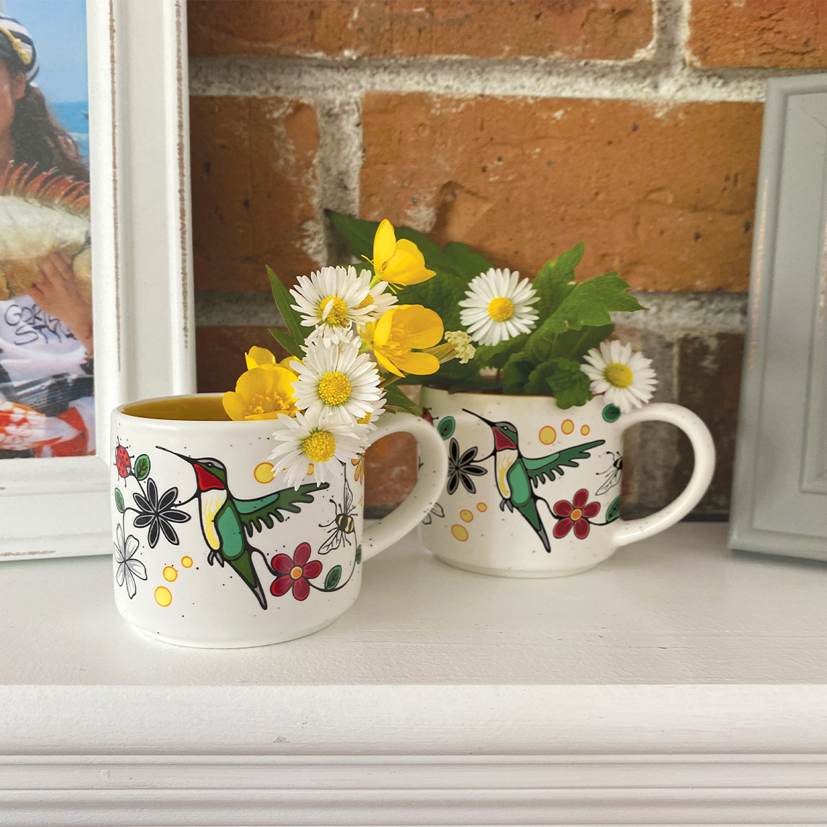 Ceramic Espresso Mugs (Set of 2) - Hummingbird (Nenookaasi), Storm