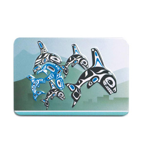 Embossed Metal Magnet - Orca Family