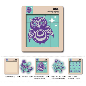 Double-Sided Wooden Tile Puzzle - Owl