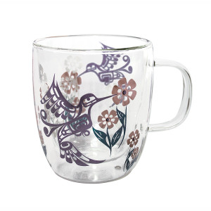 Double Walled Glass Mug- Hummingbird