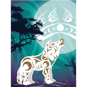 Folding Card - Howling Wolf