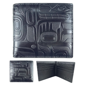 Leather Embossed Wallet - Killer Whale, Trevor Angus, Gitxsan