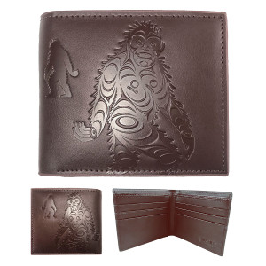 Leather Embossed Wallet - Killer Whale, Trevor Angus, Gitxsan