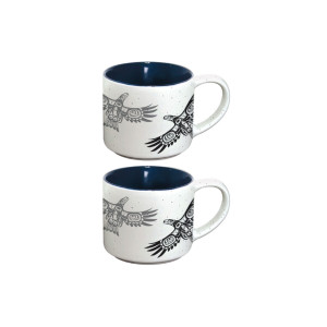 Ceramic Espresso Mugs - Set of 2  (Soaring Eagle)