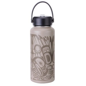 Native American Insulated Water Bottle - Whale (Turquoise) 16 oz