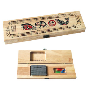 3-Track Cribbage Board - Eagle & Salmon