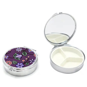 Pill Case with Mirror (Small) - Ojibwe Florals