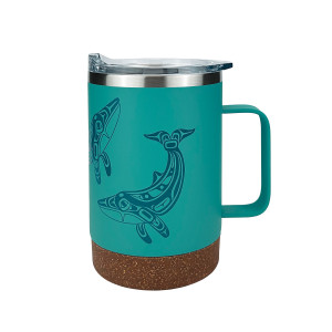 Cork Base Travel Mugs with Handle (16oz) - Humpback Whale