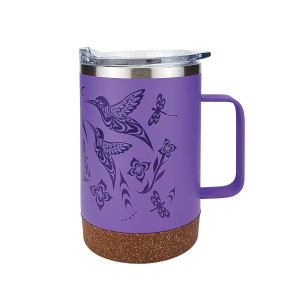 Cork Base Travel Mugs with Handle (16oz) - Hummingbird Cork Base Travel Mugs with Handle (16oz) - Hummingbird